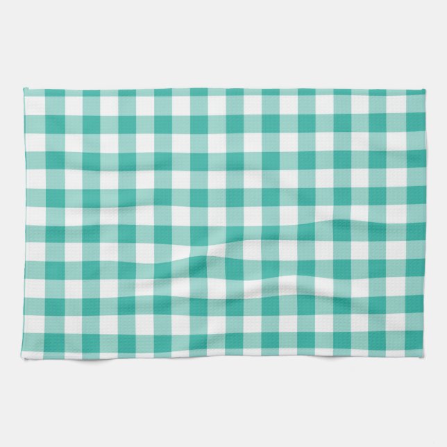 Linge De Cuisine Motif vert et blanc de contrôle de guingan (Horizontal)