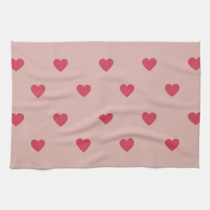 Linge De Cuisine Motif Y2K Cœur Rétro Rose Avec Fond Rose