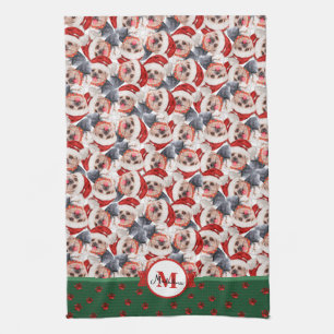 Linge De Cuisine Motif Yorkshire Terrier Monogramme Chien de Noël