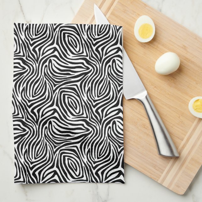 Linge De Cuisine Motif Zebra Stripes (Quart Plié)