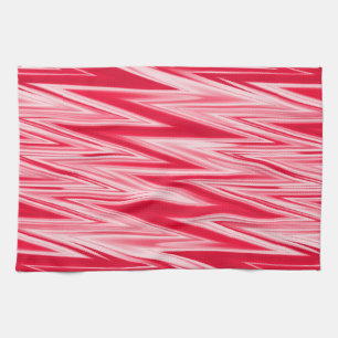 Linge De Cuisine Motif zigzag abstrait aux nuances de rouge