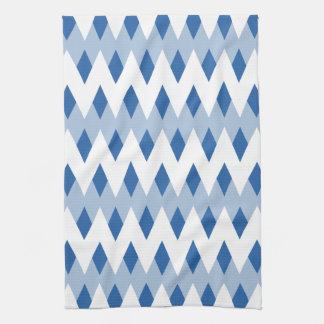 Linge De Cuisine Motif Zigzag bleu avec Formes Diamantes.