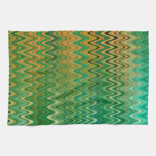 Linge De Cuisine Motif Zigzag Orange Vert Coloré