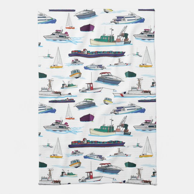 Linge De Cuisine Motifs aléatoires des bateaux et des navires (Vertical)
