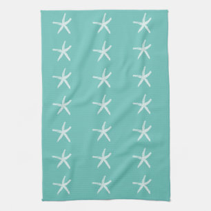 Linge De Cuisine Motifs de poisson d'Amérique blanche Turquoise Blu