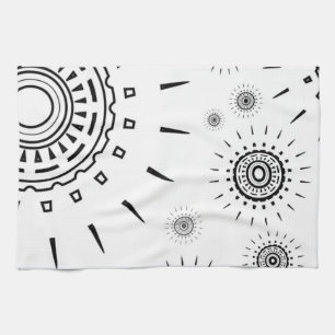Linge De Cuisine Motifs d'éclats noirs sur fond blanc