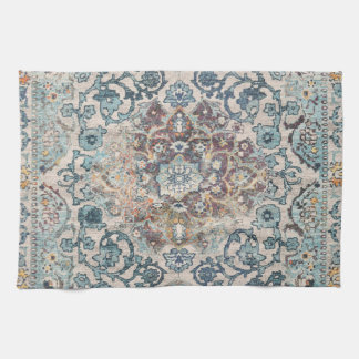 Linge De Cuisine Motifs Oriental en Bleu et Beige