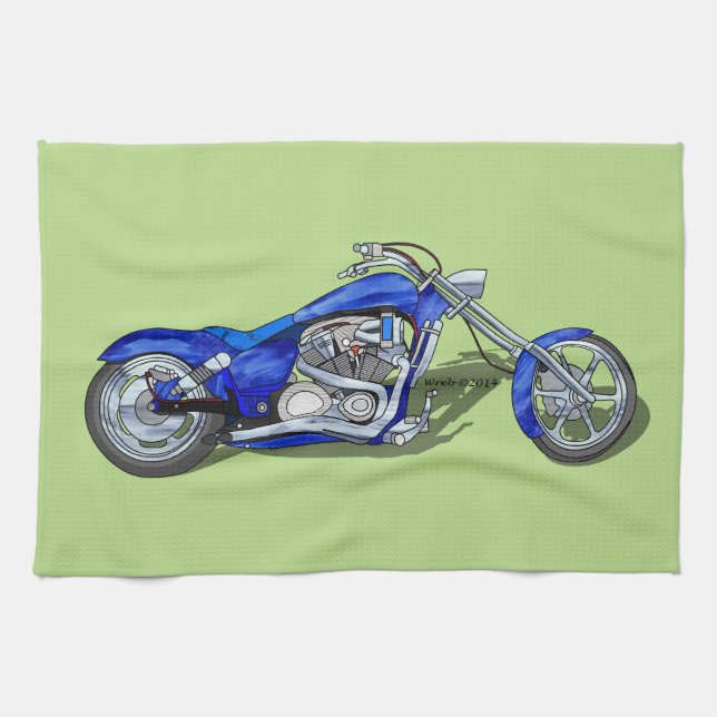 Linge De Cuisine Moto 1 - Bleu (Horizontal)