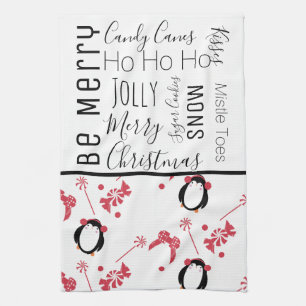 Linge De Cuisine Mots de bonbons de Noël de pingouin