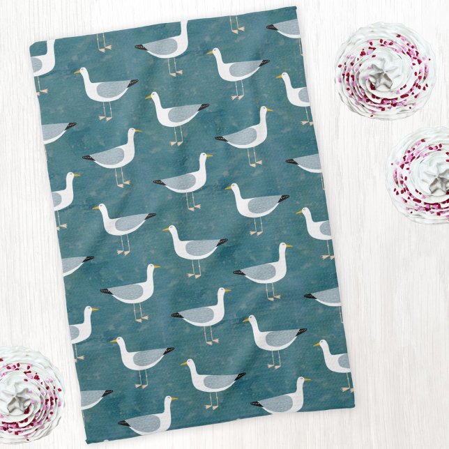 Linge De Cuisine Mouettes Nautiques (Seagull nautical kitchen tea towel)