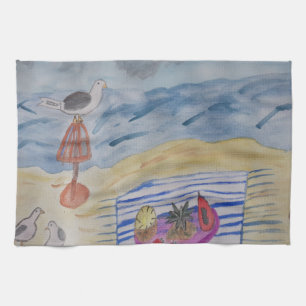 Linge De Cuisine Mouettes sur le Beach Tea Towel