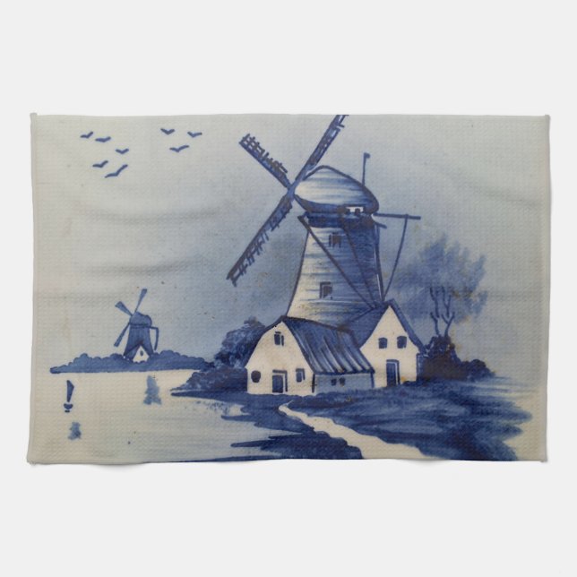 Linge De Cuisine Moulin blanc blanc blanc vintage (Horizontal)