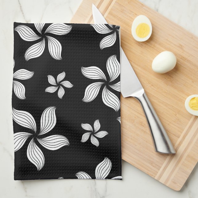Linge De Cuisine Moulinets Noir et Blanc (Quart Plié)