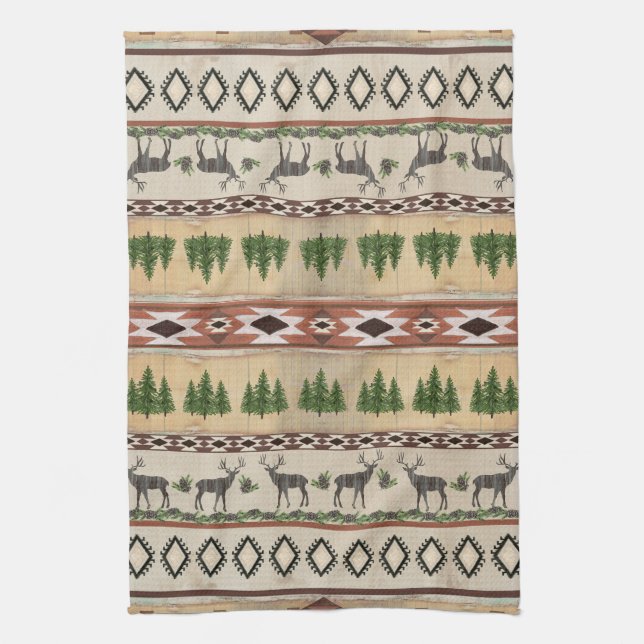 Linge De Cuisine Mountain Lodge Ruswood Forest Deer Art tribal (Vertical)