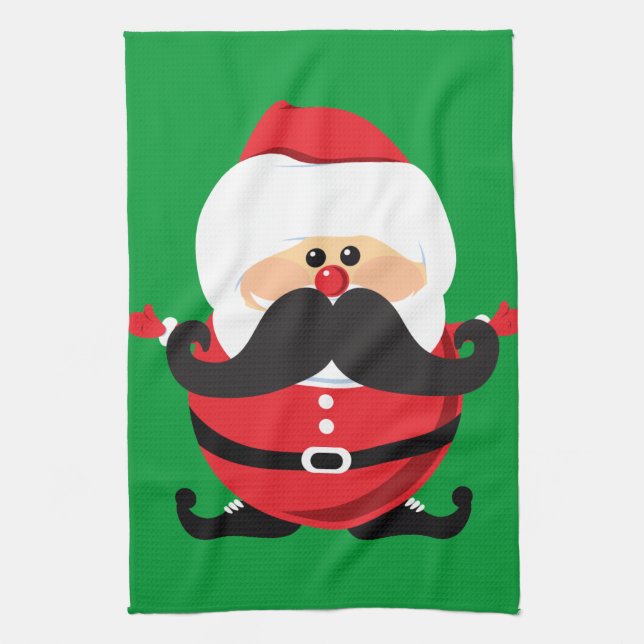 Linge De Cuisine Moustache Santa Claus (Vertical)