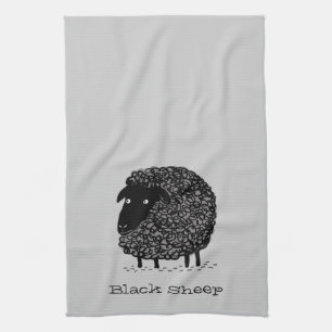 Linge De Cuisine Mouton Noir avec Texte Personnalisé