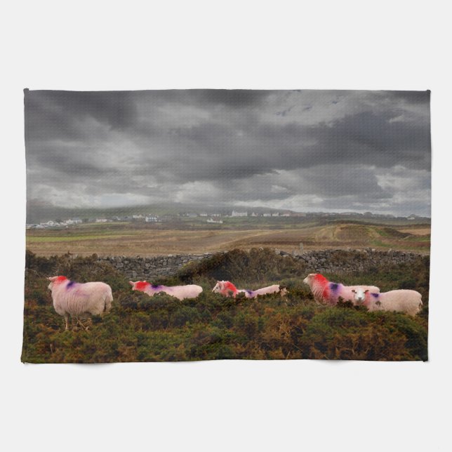 Linge De Cuisine Moutons colorés (Horizontal)