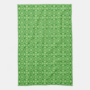 Linge De Cuisine Moyenne Damas motif, vert pin foncé