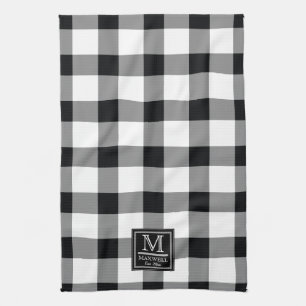 Linge De Cuisine Moyenne Rustic Buffalo Checks Monogramme Nom Année