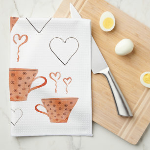 Linge De Cuisine Mugs à café orange dans une illustration aquarelle