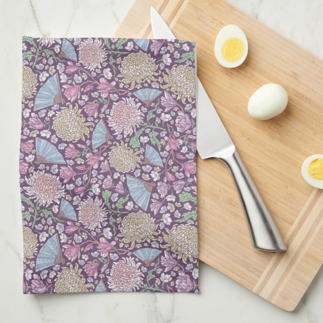 Linge De Cuisine Mum Chrysanthème Fête des Mères Jardin de Printemp (Quart Plié)