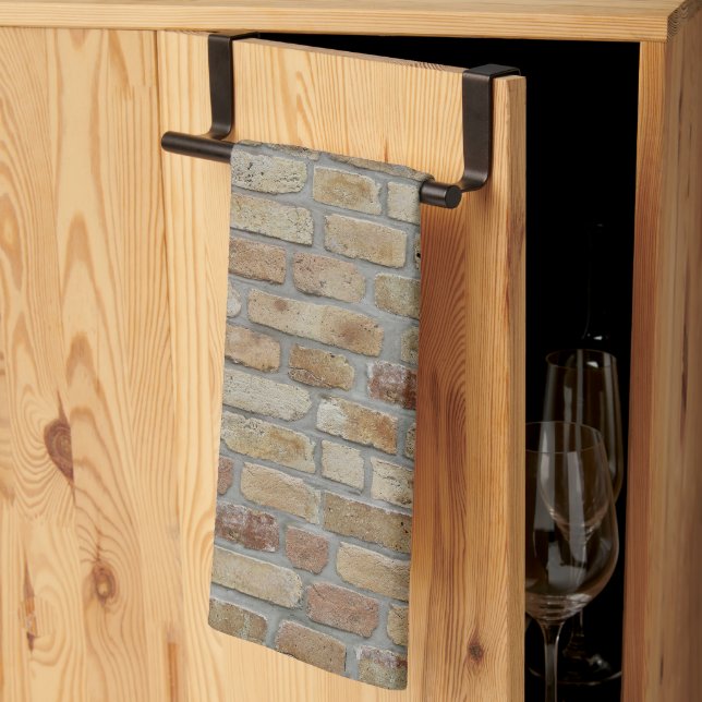 Linge De Cuisine Mur de briques brunes Un motif original  (Pliage en tiers)