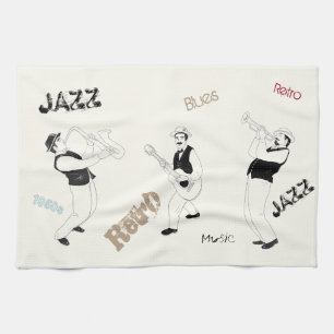 Linge De Cuisine Musiciens de jazz Musique rétro Blues Vintage Art 