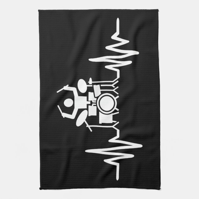 Linge De Cuisine Musique Art Drummer Hearbeat (Vertical)