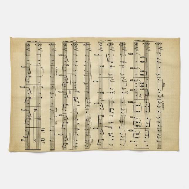 Linge De Cuisine Musique de feuille antique (Horizontal)