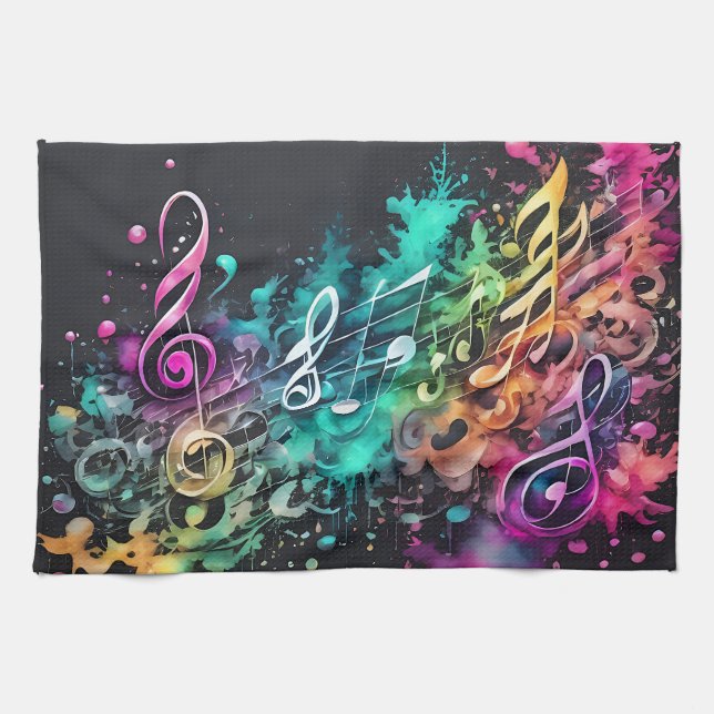 Linge De Cuisine musique graffiti (Horizontal)
