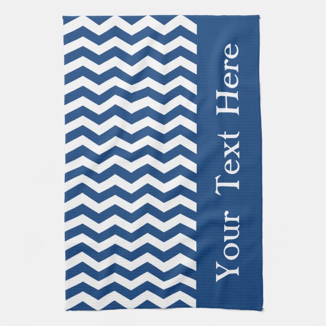 Linge De Cuisine Mykynos Blue Wave Chevron personnalisable (Vertical)