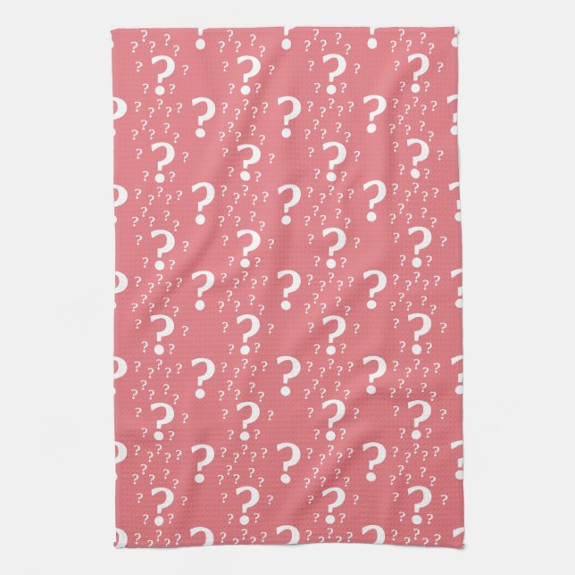 Linge De Cuisine Mystère question marque énigme puzzle corail (Vertical)
