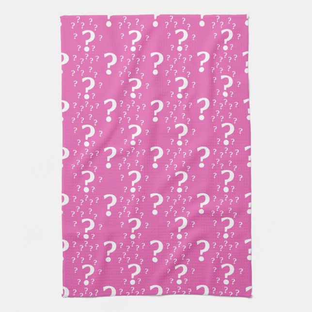 Linge De Cuisine Mystère question marque énigme puzzle rose (Vertical)