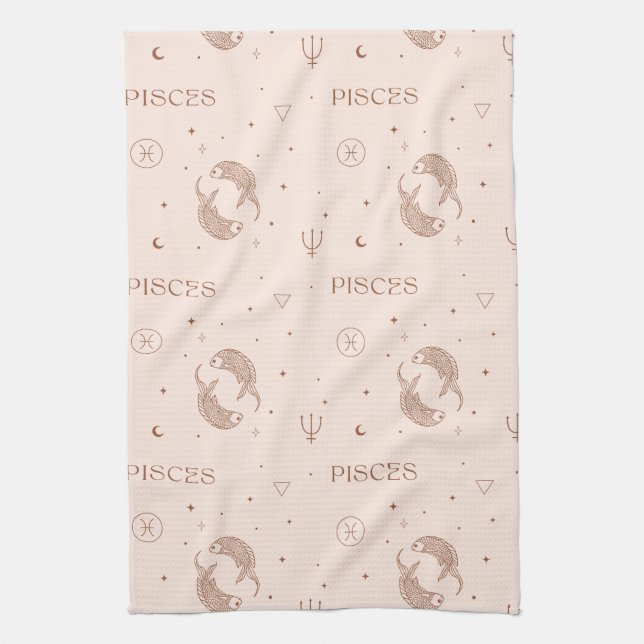 Linge De Cuisine Mystical Libra Zodiac Pattern in Brown & Burgundy (Vertical)