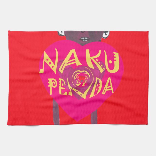 Linge De Cuisine Nakupenda Love Art - Swahili Heart Design (Horizontal)