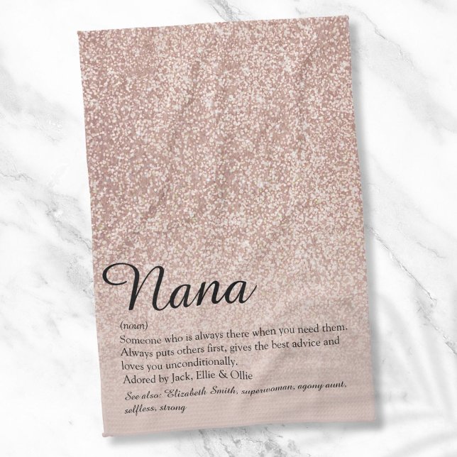 Linge De Cuisine Nana Grandma Granny Définition Rose Gold Glitter (Nana Grandma Granny Definition Rose Gold Glitter Kitchen Towel)