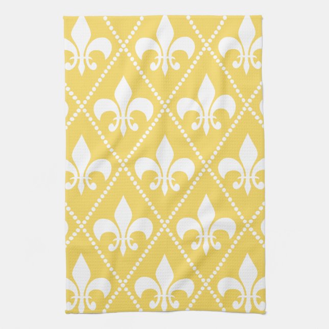 Linge De Cuisine Naples Yellow Fleur de Lis (Vertical)