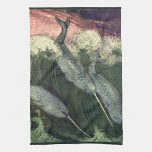 Linge De Cuisine Narvals, Animaux marins de la vie marine vintage B