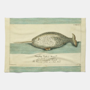Linge De Cuisine Narwhal Antique Baleine Aquarelle Art scientifique