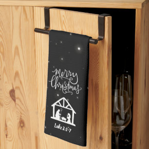 Linge De Cuisine Nativité Joyeux Noël Noir
