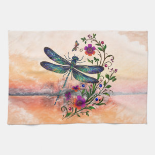 Linge De Cuisine Nature Colorée Libellule Vibrante Art Floral