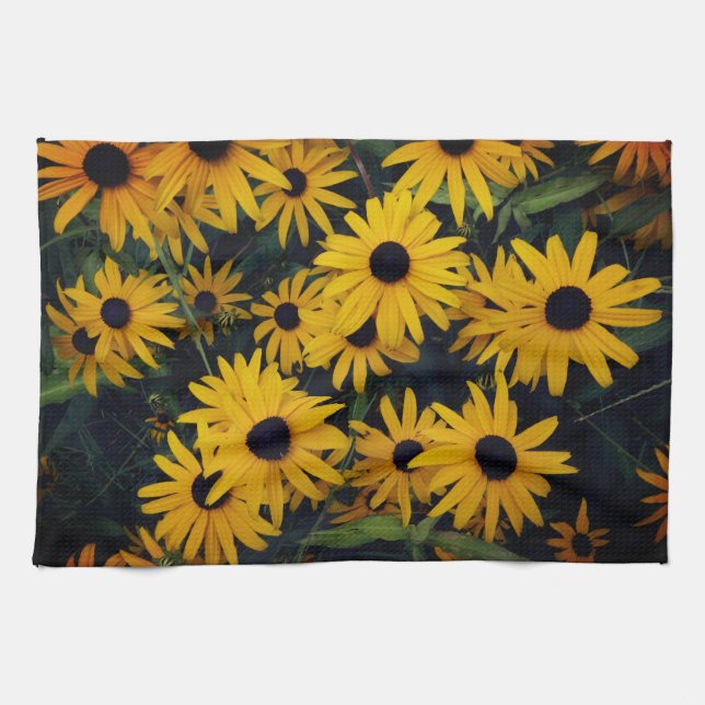 Linge De Cuisine nature joyeuse photo de fleur jaune et noir (Horizontal)