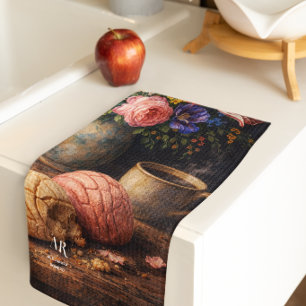 Linge De Cuisine Nature morte à la concha florale   Monogramme