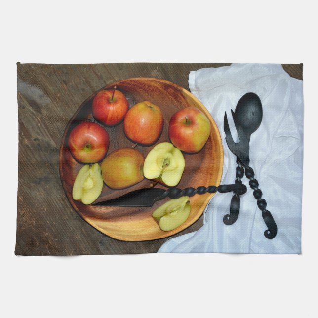 Linge De Cuisine Nature morte avec des pommes (Horizontal)