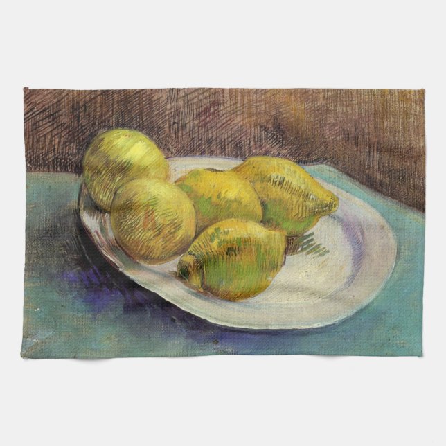 Linge De Cuisine Nature morte Citrons sur une assiette par Vincent  (Horizontal)