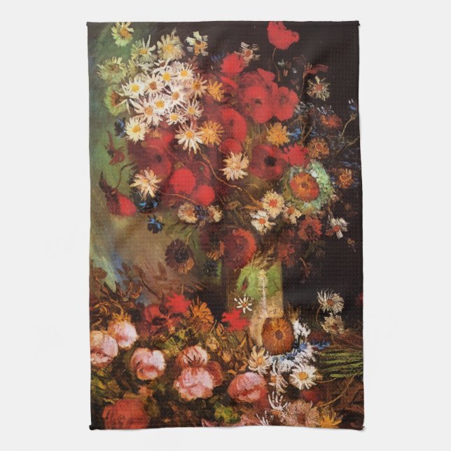 Linge De Cuisine Nature morte Fleurs dans un vase de Vincent van Go (Vertical)