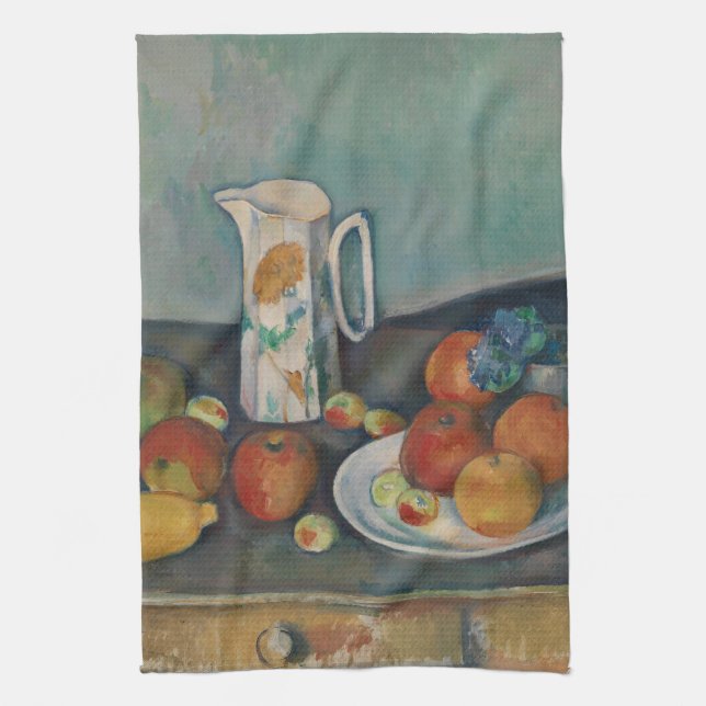 Linge De Cuisine Nature morte, pichet de lait et fruits sur une tab (Vertical)