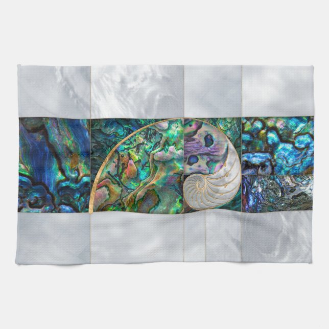 Linge De Cuisine Nautilus Shell - Abalone et Pearl (Horizontal)