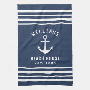 Linge De Cuisine Nautique Nom de famille Maison de plage Marine Ble