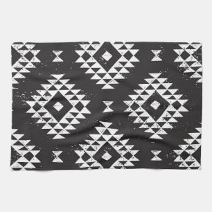 Linge De Cuisine Navajo Géométrique : Tribal Blanc Noir.